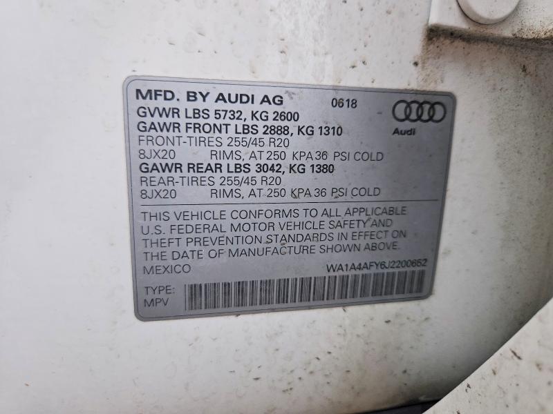58206276 :رقم المزاد ، WA1A4AFY6J2200652 vin ، 2018 Audi Sq5 مزاد بيع