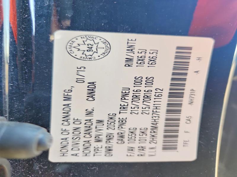 58910996 :رقم المزاد ، 2HKRM4H37FH111612 vin ، 2015 Honda Cr-v مزاد بيع