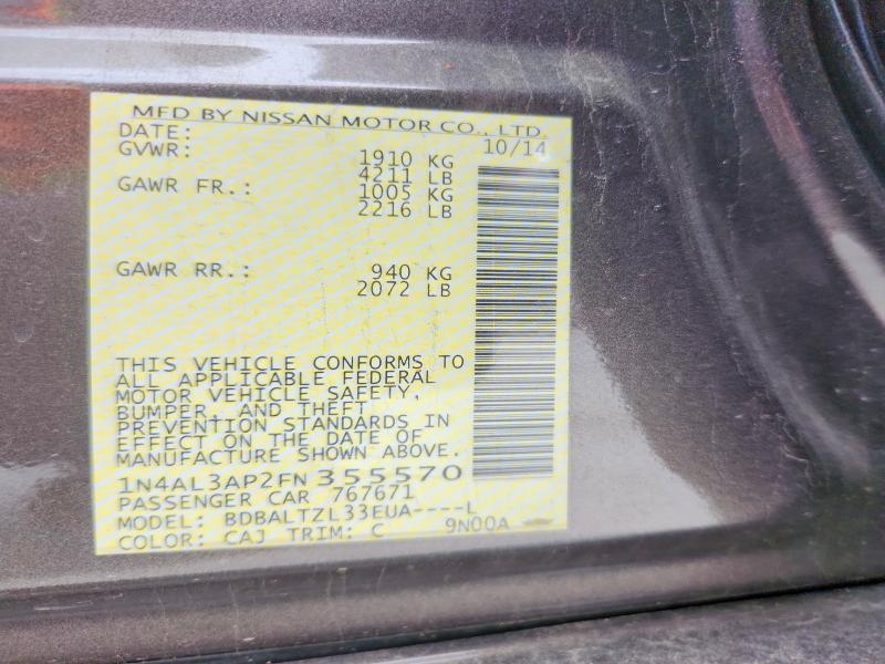 Aukcja sprzedaży 2015 Nissan Altima, vin: 1N4AL3AP2FN355570, numer aukcji: 58077076