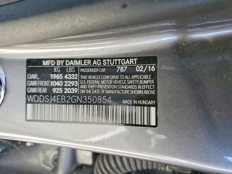 Aukcja sprzedaży 2016 Mercedes-benz Cla, vin: WDDSJ4EB2GN350854, numer aukcji: 55778086