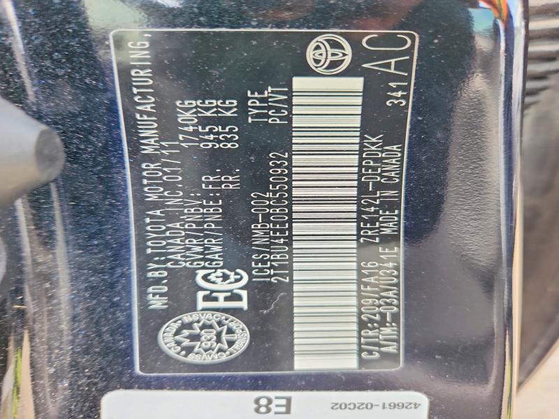 Aukcja sprzedaży 2011 Toyota Corolla, vin: 2T1BU4EE0BC550932, numer aukcji: 55609746