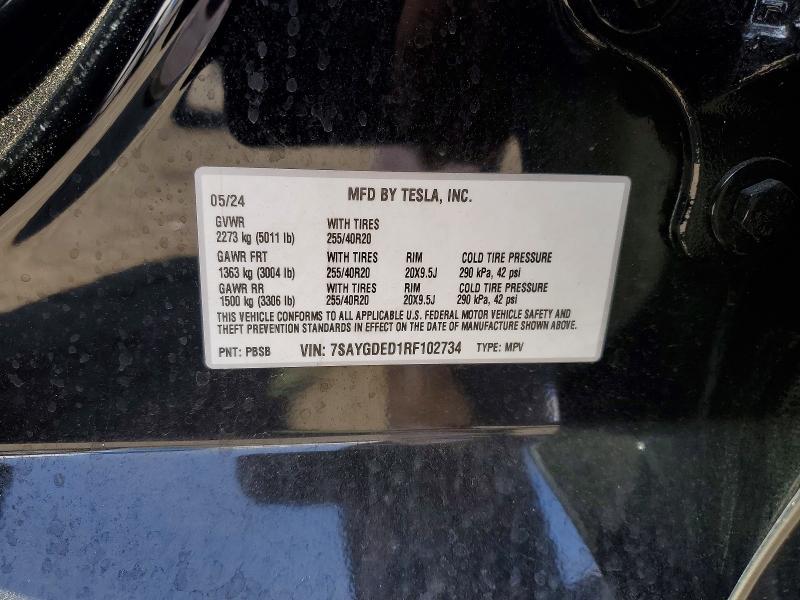 Продаж на аукціоні авто 2024 Tesla Model Y, vin: 7SAYGDED1RF102734, номер лоту: 58965936