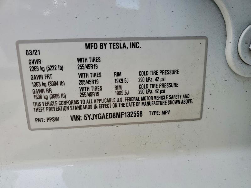 Продажа на аукционе авто 2021 Tesla Model Y, vin: 5YJYGAED8MF132558, номер лота: 56998866