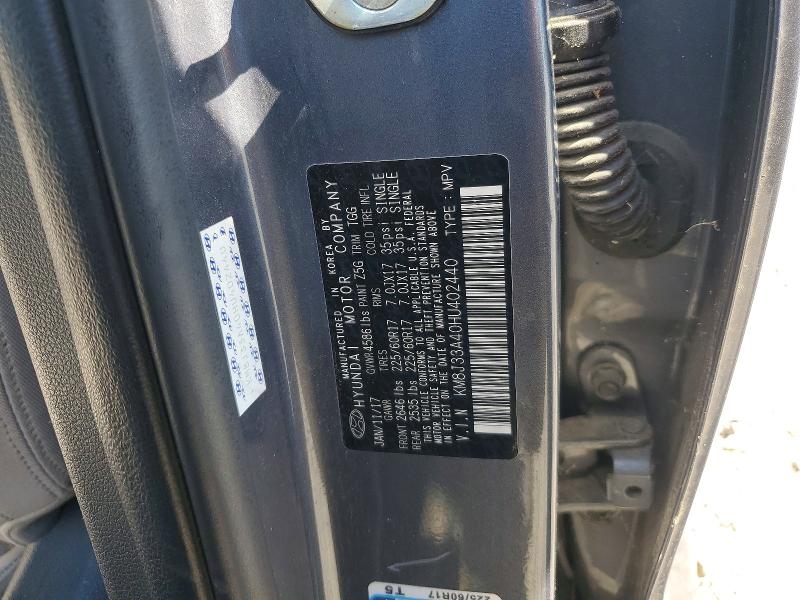57124096 :رقم المزاد ، KM8J33A40HU402440 vin ، 2017 Hyundai Tucson مزاد بيع