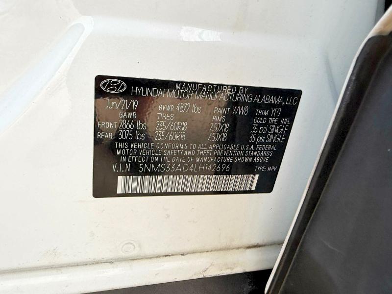 Auction sale of the 2020 Hyundai Santa Fe, vin: 5NMS33AD4LH142696, lot number: 57090966