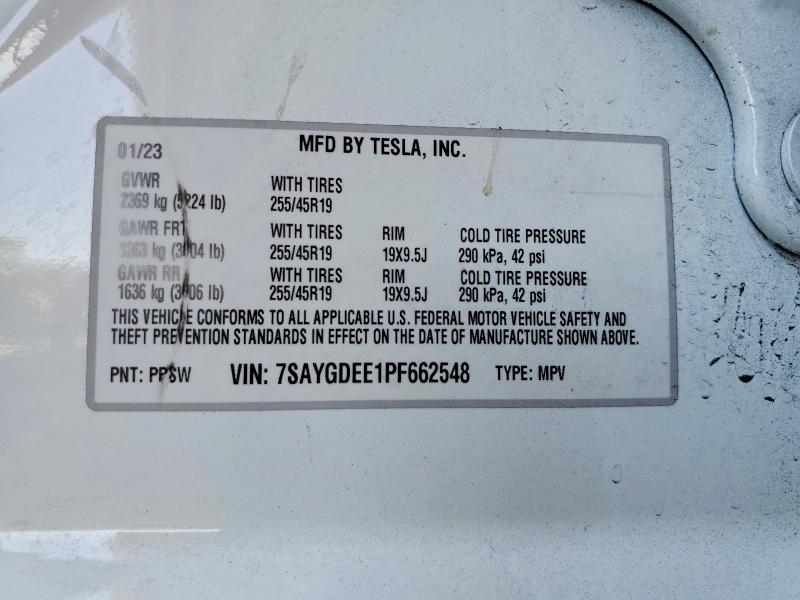Продажа на аукционе авто 2023 Tesla Model Y, vin: 7SAYGDEE1PF662548, номер лота: 56420676