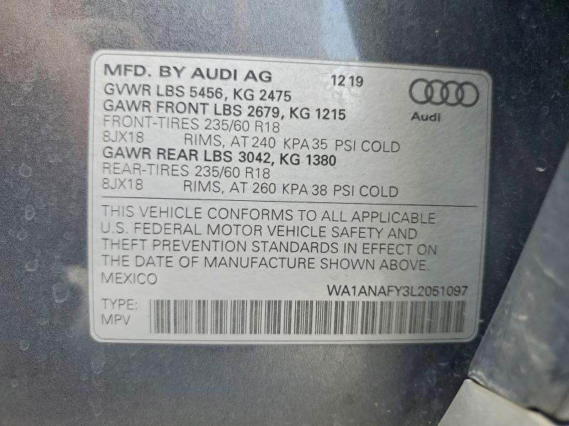 Продажа на аукционе авто 2020 Audi Q5, vin: WA1ANAFY3L2051097, номер лота: 56740606