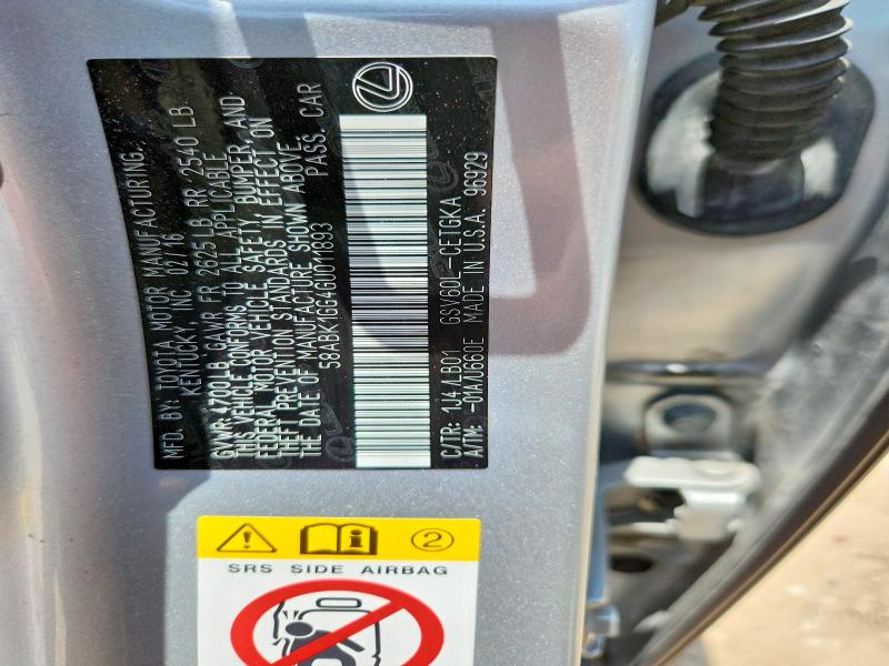Aukcja sprzedaży 2016 Lexus Es, vin: 58ABK1GG4GU011893, numer aukcji: 58019976