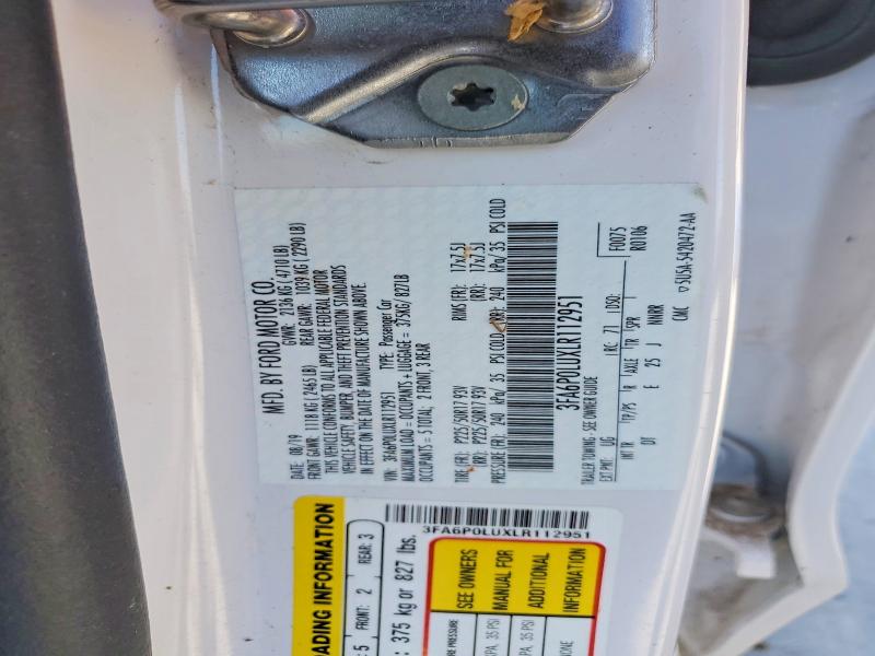 2020 Ford Fusion მანქანა იყიდება აუქციონზე, vin: 3FA6P0LUXLR112951, აუქციონის ნომერი: 58479486