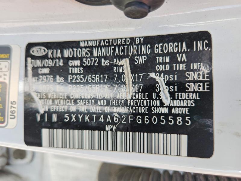 Auction sale of the 2015 Kia Sorento, vin: 5XYKT4A62FG605585, lot number: 56331966