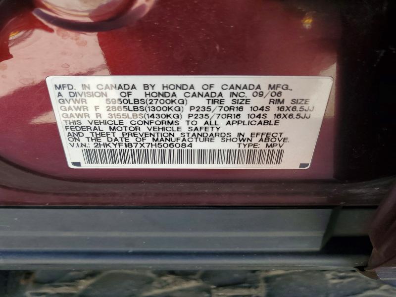 Aukcja sprzedaży 2007 Honda Pilot, vin: 2HKYF187X7H506084, numer aukcji: 58051686