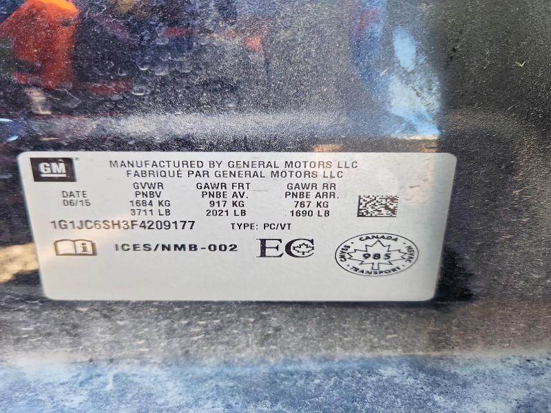 58349466 :رقم المزاد ، 1G1JC6SH3F4209177 vin ، 2015 Chevrolet Sonic مزاد بيع