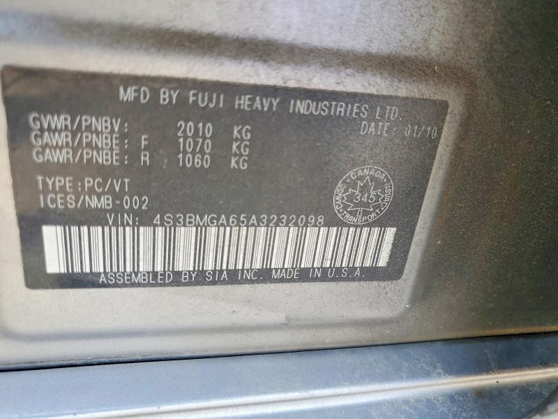 Aukcja sprzedaży 2010 Subaru Legacy, vin: 4S3BMGA65A3232098, numer aukcji: 54299496