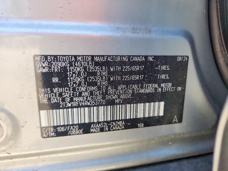 55892216 :رقم المزاد ، 2T3W1RFV4RW353770 vin ، 2024 Toyota Rav4 مزاد بيع