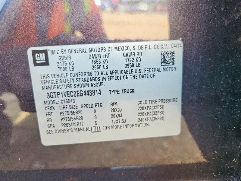 2014 Gmc Sierra მანქანა იყიდება აუქციონზე, vin: 3GTP1VEC0EG443814, აუქციონის ნომერი: 58124436