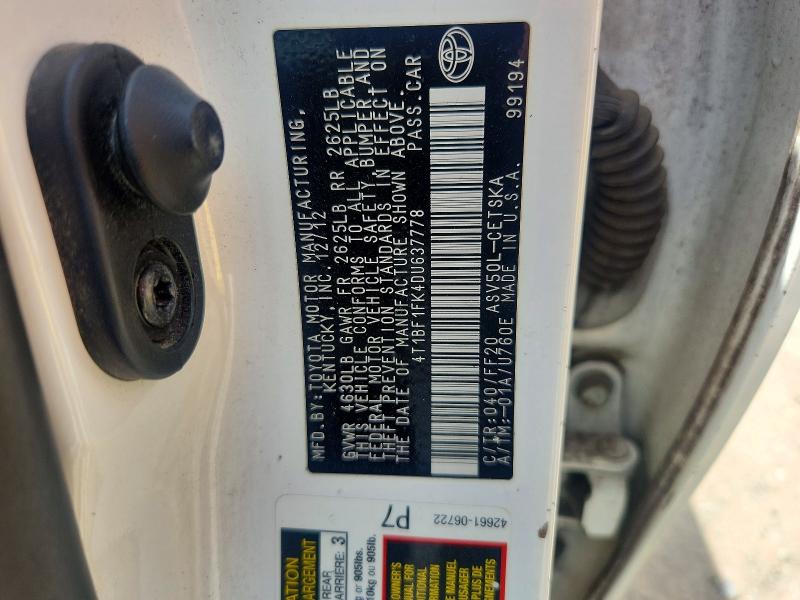 Aukcja sprzedaży 2013 Toyota Camry, vin: 4T1BF1FK4DU637778, numer aukcji: 57006136