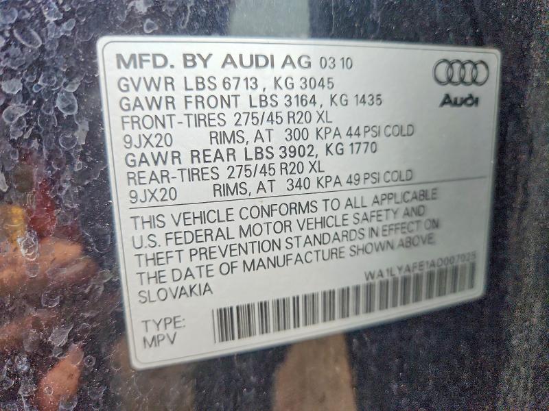 Продажа на аукционе авто 2010 Audi Q7, vin: WA1LYAFE1AD007025, номер лота: 58982656