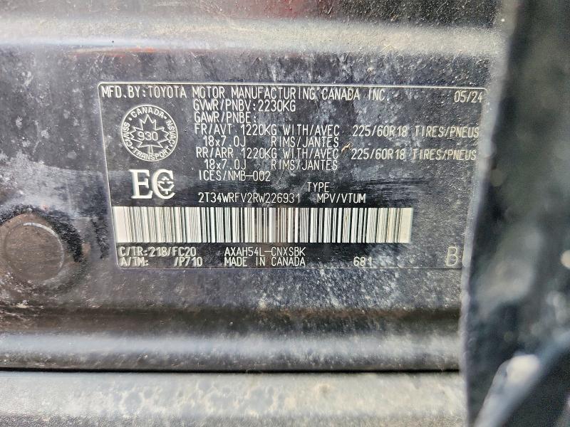 Продажа на аукционе авто 2024 Toyota Rav4, vin: 2T34WRFV2RW226931, номер лота: 59123356