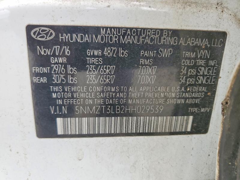 Продажа на аукционе авто 2017 Hyundai Santa Fe Sport, vin: 5NMZT3LB2HH029539, номер лота: 59165416