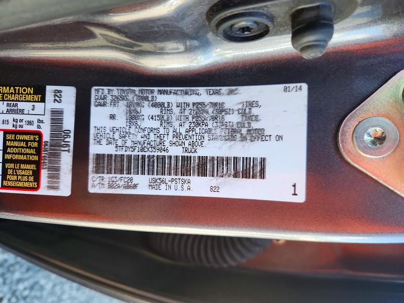 Aukcja sprzedaży 2014 Toyota Tundra, vin: 5TFDY5F10EX359046, numer aukcji: 57885186