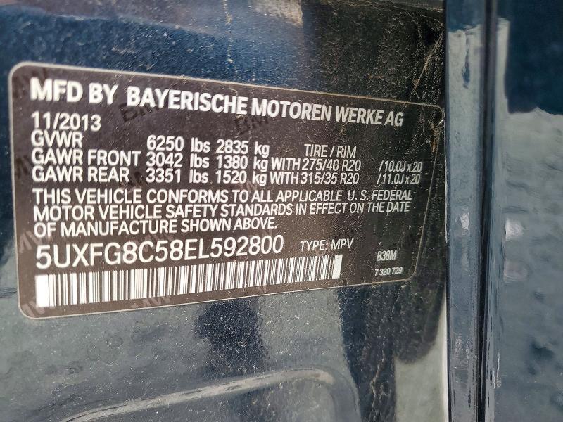 57619626 :رقم المزاد ، 5UXFG8C58EL592800 vin ، 2014 Bmw X6 مزاد بيع