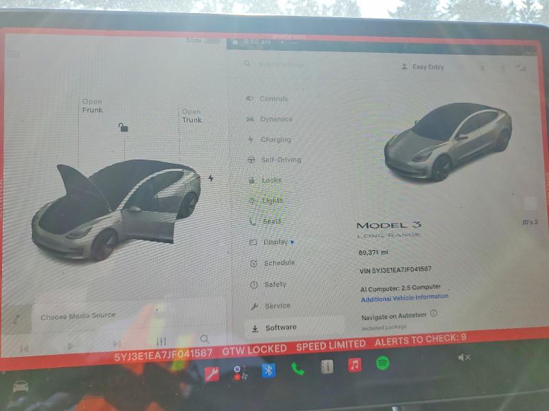 2018 Tesla Model 3 მანქანა იყიდება აუქციონზე, vin: 5YJ3E1EA7JF041587, აუქციონის ნომერი: 57517076