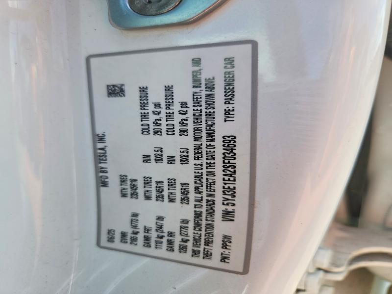 Продажа на аукционе авто 2025 Tesla Model 3, vin: 5YJ3E1EA2SF034693, номер лота: 58101196
