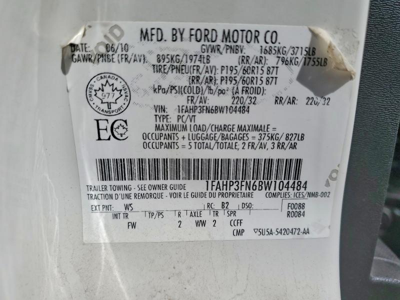 Aukcja sprzedaży 2011 Ford Focus, vin: 1FAHP3FN6BW104484, numer aukcji: 55134236