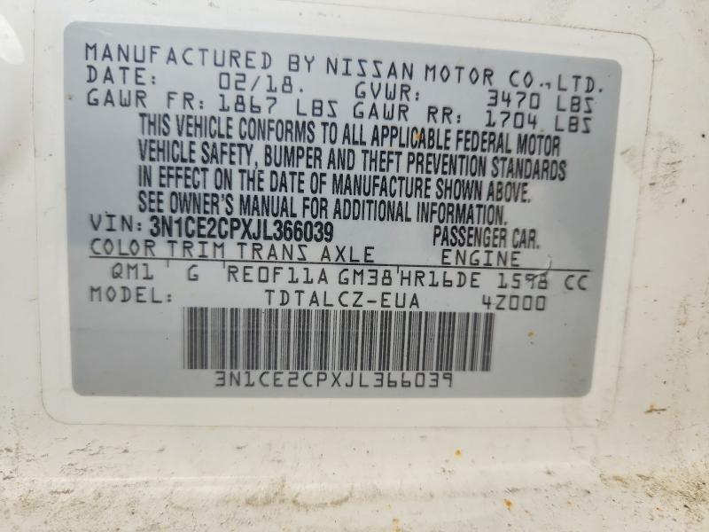 58917976 :رقم المزاد ، 3N1CE2CPXJL366039 vin ، 2018 Nissan Versa Note مزاد بيع