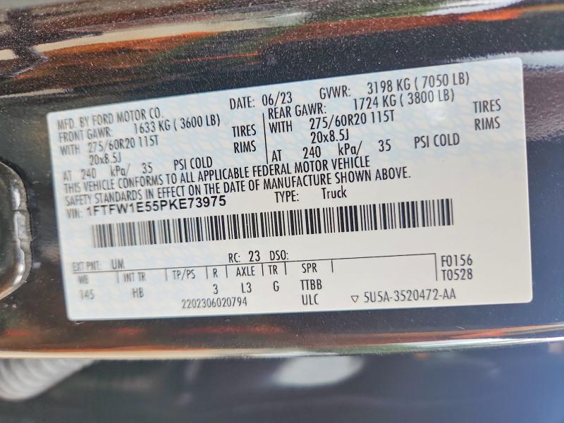 2023 Ford F150 მანქანა იყიდება აუქციონზე, vin: 1FTFW1E55PKE73975, აუქციონის ნომერი: 56954676