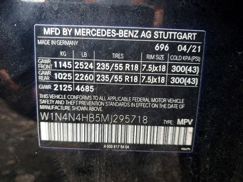 Aukcja sprzedaży 2021 Mercedes-benz Gla, vin: W1N4N4HB5MJ295718, numer aukcji: 56670766