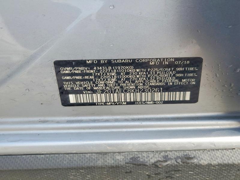 Продаж на аукціоні авто 2019 Subaru Crosstrek, vin: JF2GTAEC8KH230261, номер лоту: 56702616