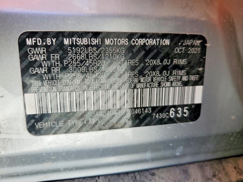 Продаж на аукціоні авто 2022 Mitsubishi Outlander, vin: JA4J4UA86NZ046143, номер лоту: 56995026