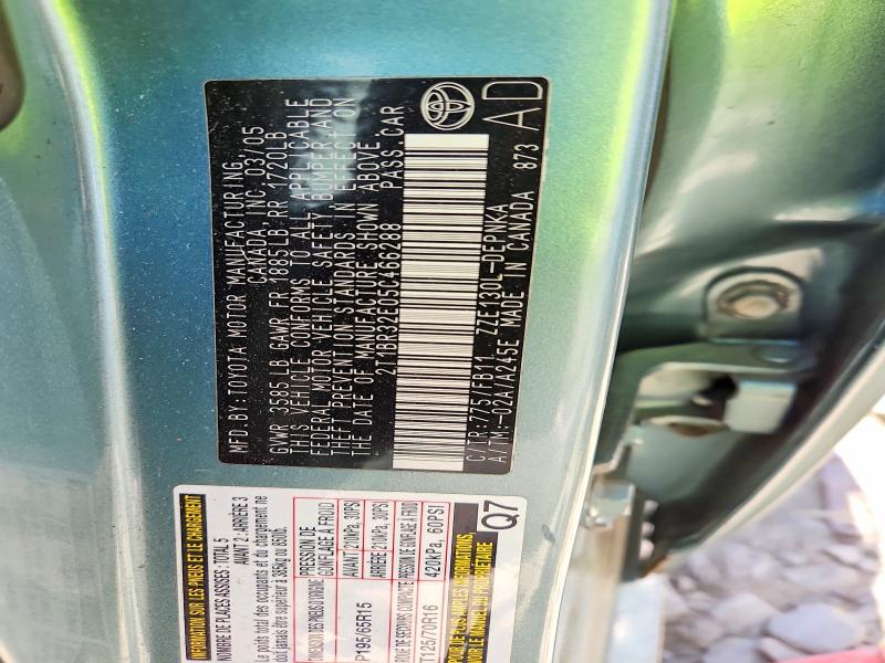 Продаж на аукціоні авто 2005 Toyota Corolla, vin: 2T1BR32E05C466288, номер лоту: 55989236