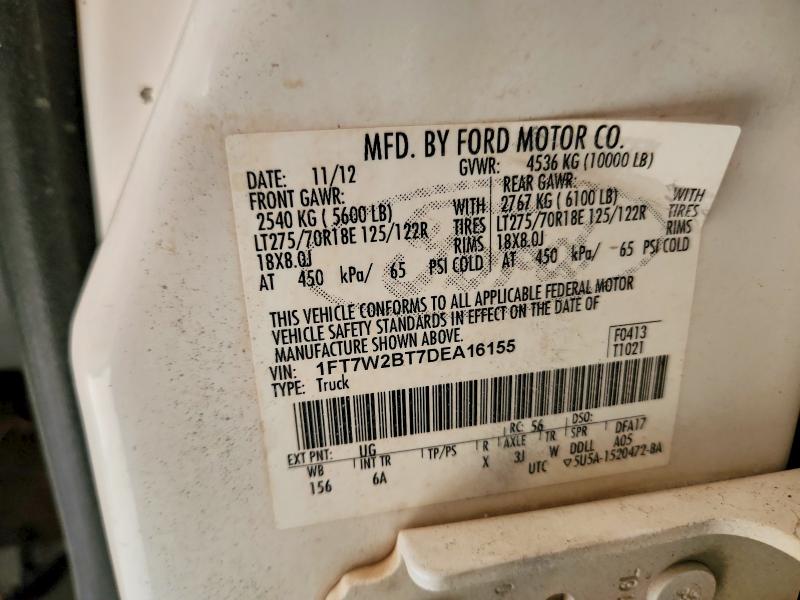 58655296 :رقم المزاد ، 1FT7W2BT7DEA16155 vin ، 2013 Ford F250 مزاد بيع