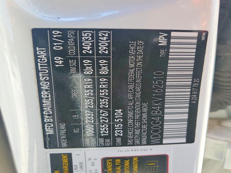 Продажа на аукционе авто 2019 Mercedes-benz Glc, vin: WDC0G4JB4KV162510, номер лота: 56140246