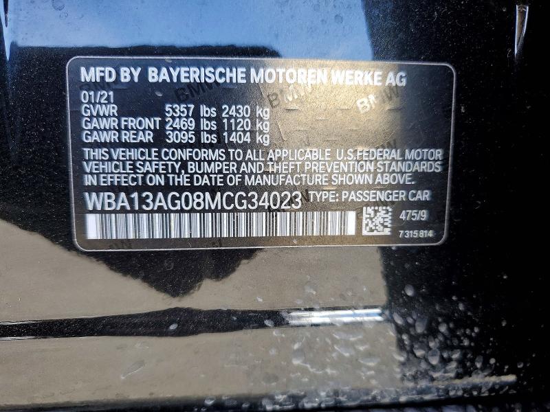 Aukcja sprzedaży 2021 Bmw 530e, vin: WBA13AG08MCG34023, numer aukcji: 55793386
