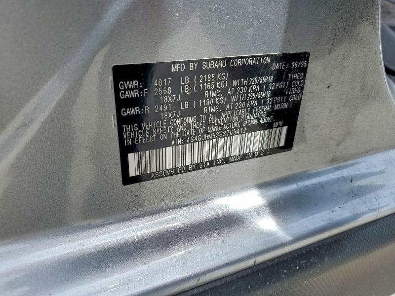 2025 Subaru Crosstrek მანქანა იყიდება აუქციონზე, vin: 4S4GUHM63S3765412, აუქციონის ნომერი: 55710986