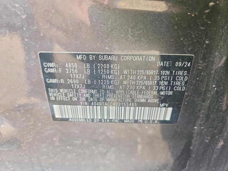 Aukcja sprzedaży 2025 Subaru Outback, vin: 4S4BTACC4S3155465, numer aukcji: 54818466