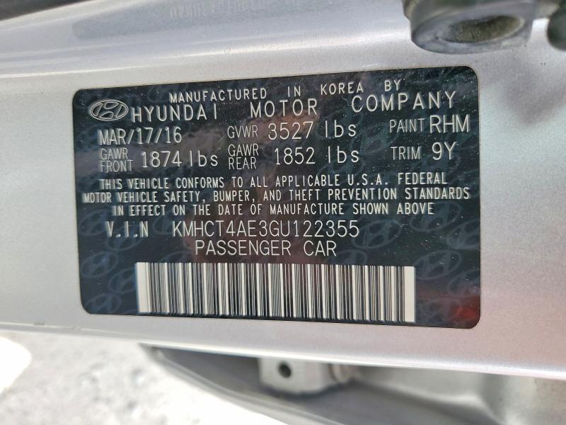 Aukcja sprzedaży 2016 Hyundai Accent, vin: KMHCT4AE3GU122355, numer aukcji: 58492246