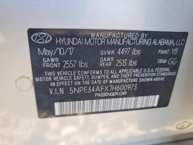 Aukcja sprzedaży 2018 Hyundai Sonata, vin: 5NPE34AFXJH600973, numer aukcji: 55979986