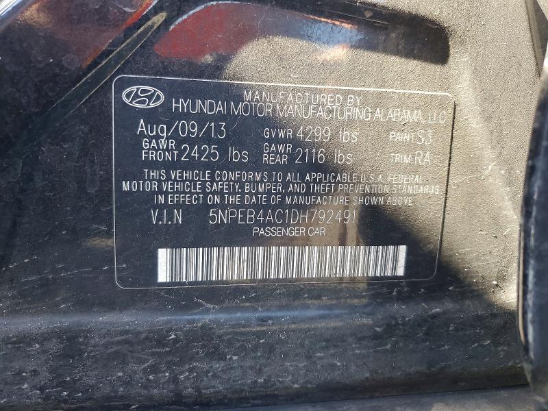 Aukcja sprzedaży 2013 Hyundai Sonata, vin: 5NPEB4AC1DH792491, numer aukcji: 57159536