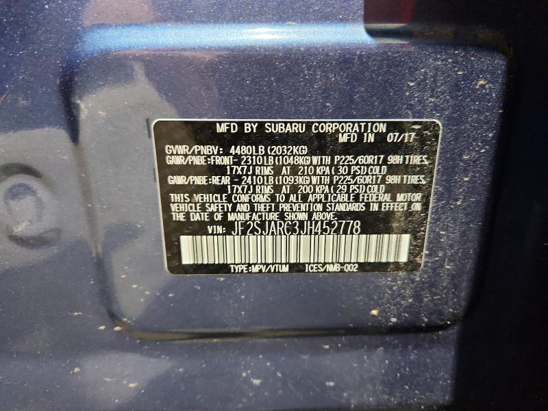Продажа на аукционе авто 2018 Subaru Forester, vin: JF2SJARC3JH452778, номер лота: 57268116