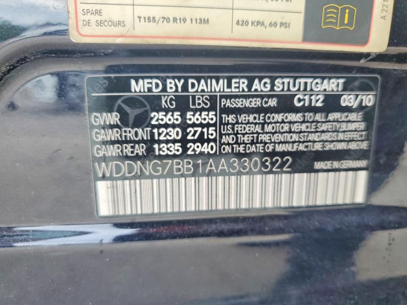 Aukcja sprzedaży 2010 Mercedes-benz S, vin: WDDNG7BB1AA330322, numer aukcji: 55220436