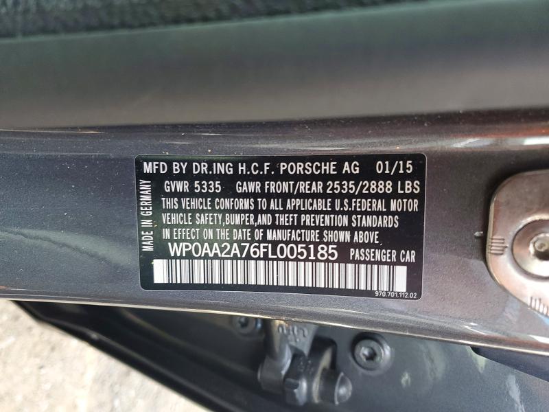 Продажа на аукционе авто 2015 Porsche Panamera, vin: WP0AA2A76FL005185, номер лота: 58074866