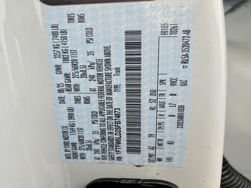 Продажа на аукционе авто 2025 Ford F150, vin: 1FTFW6LD2SFB74873, номер лота: 57132496
