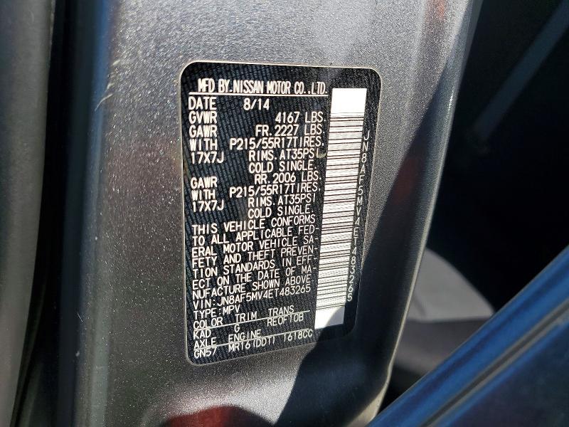 2014 Nissan Juke მანქანა იყიდება აუქციონზე, vin: JN8AF5MV4ET483265, აუქციონის ნომერი: 56252006