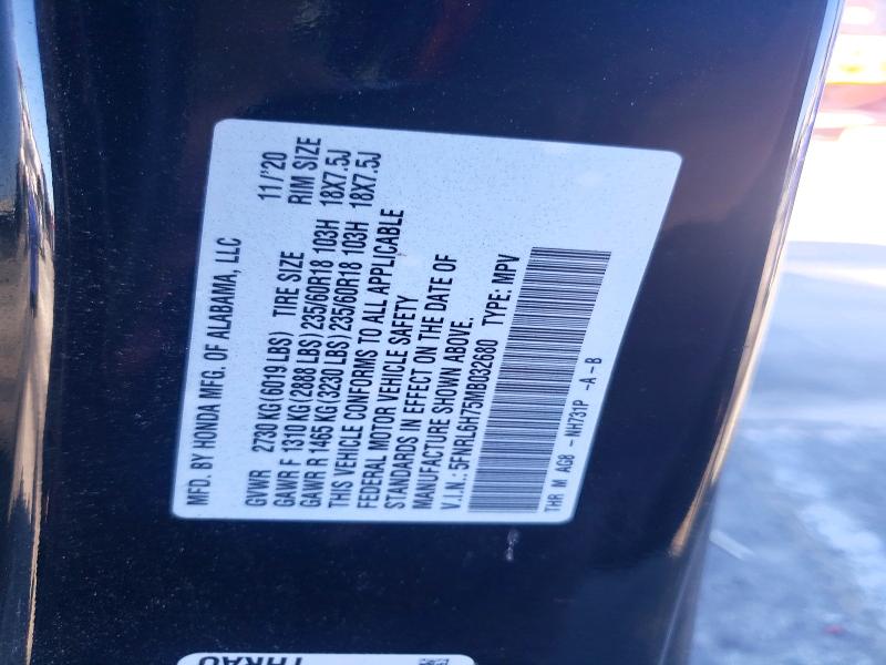 Продаж на аукціоні авто 2021 Honda Odyssey, vin: 5FNRL6H75MB032680, номер лоту: 58316976