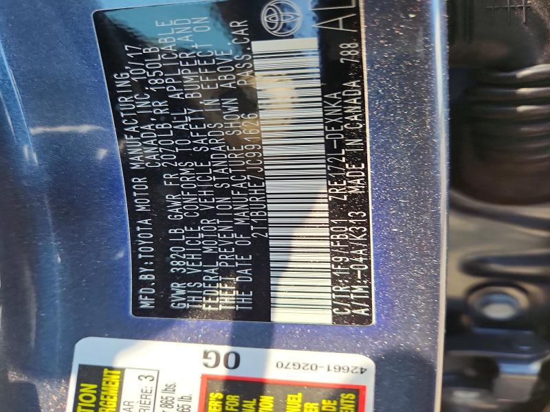 55781236 :رقم المزاد ، 2T1BURHE7JC991626 vin ، 2018 Toyota Corolla مزاد بيع