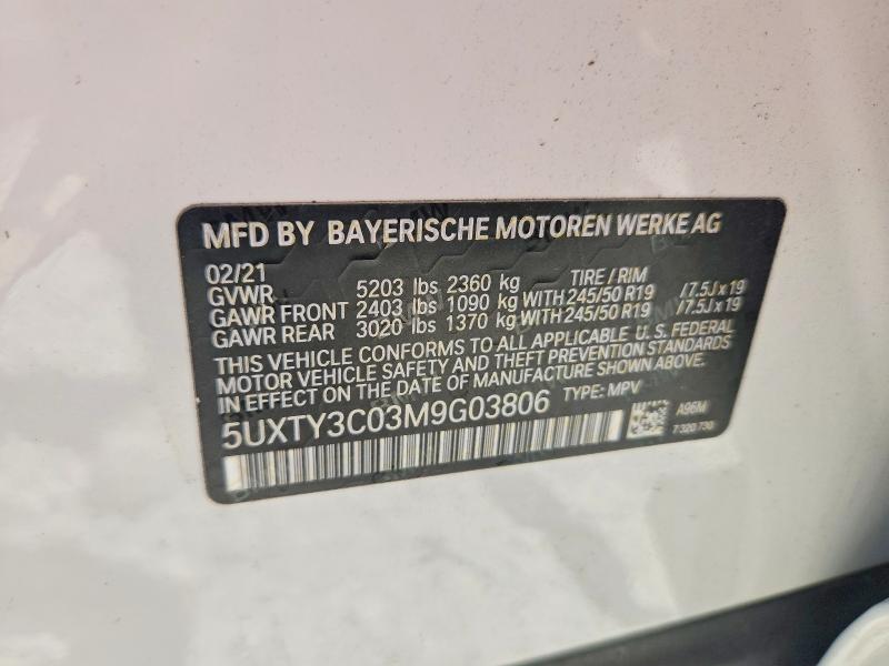 Aukcja sprzedaży 2021 Bmw X3, vin: 5UXTY3C03M9G03806, numer aukcji: 56675096